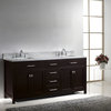 Caroline 72" Double Bath Vanity, Espresso With Marble Top and Sink