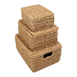 Seagrass Storage, Set of 3, 11.5 x 9 inches, Brown - Products