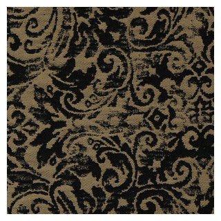 Kovi Fabrics Beige and Black Chevron Geometric Tile on Heavy Linen Upholstery Fabric