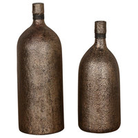Uttermost Biren Textured Antiqued Gold Vases Set of 2