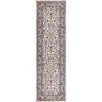 Well Woven Luxbury Keshan Traditional Distressed Blue Runner Rug 2'3"x7'7"