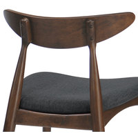 GDF Studio Issaic Mid Century Design Wood Dining Chairs, Set of 2, Charcoal/Walnut