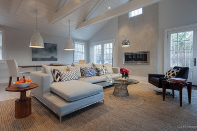 Inspiration for a modern living room remodel in Boston