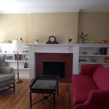 Custom built fireplace and book shelves