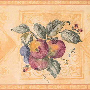 Fruits Wallpaper Border Peaches Yellow Green Purple Red 7.5"x15'