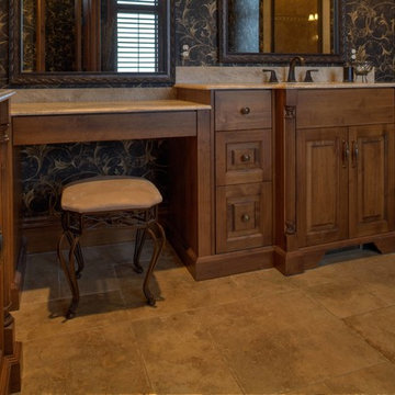 Inset cabinetry with stained Alder and painted/glazed finishes