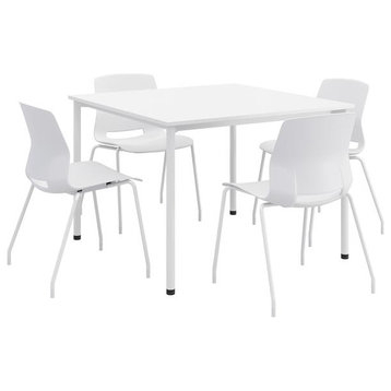 KFI Dailey 42in Square Dining Set - White Table - White Chairs
