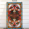 20.5"W x 34.75"H Handcrafted Jeweled stained glass window panel.