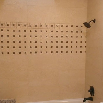 BATHROOM - Porcelain Travertine 12" x 24" Wall / 19" x 19" Floor Tile