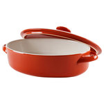 10 Strawberry Street - 10" Sienna Red Oval Bakeware With Lid - Sienna : Bakeware in a bold red makes for a striking presentation the moment it comes out of the oven.