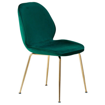 Velvet Mid Century Upholstered Side Chairs, Set of 2, Green