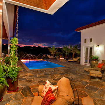 Infinity Edge Pool With Fire Feature