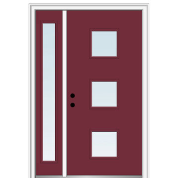 53"x81.75" 3-Lite Square Clear RH Inswing Fiberglass Door With Sidelite