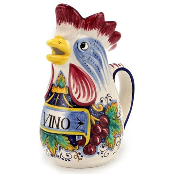 In Vino Veritas Traditional Italian Rooster of Fortune Wine Pitcher