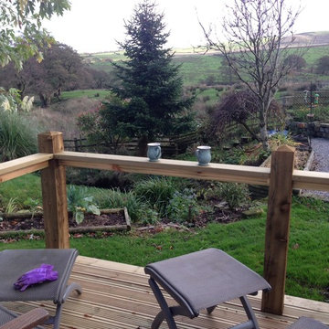 Decking at the bottom of the garden Samantha and John Turner
