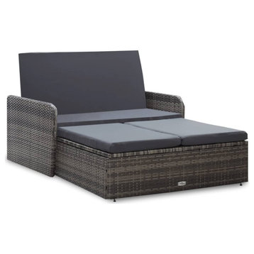 vidaXL 2-Piece Garden Lounge Set With Cushions Poly Rattan Gray