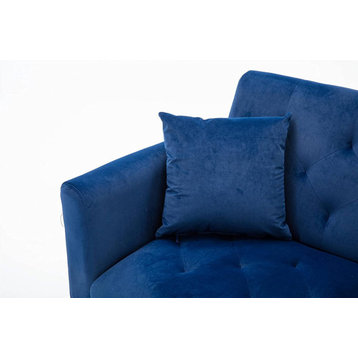Navy Blue Velvet Couch, Tufted Loveseat Sofa