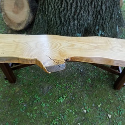 Rustic Oak Bench - Live Edge Natural Wood - Accent And Storage Benches