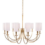 Hudson Valley Lighting - Mason, Twelve Light Chandelier, Aged Brass Finish, White Faux Silk Shade - Though Mason's inspiration is rooted in history, this collection forges new territory at the crossroads of tradition and modernity. While the wheel spoke motif evokes America's frontier past, the geometric purity of the chandelier's plumb bob column and conical socket holders suggests kinship with mid-century modern design.