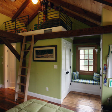 Bedroom loft with custom railing