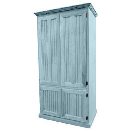Extra Wide Coastal Kitchen Pantry Cabinet, Interesting Aqua