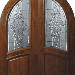 Pre-hung External Double Door 96 Alder Courtlandt Round Top Glass - Front Doors