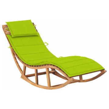 vidaXL Daybed Rocking Sun Lounger with Cushion for Garden Solid Wood Teak