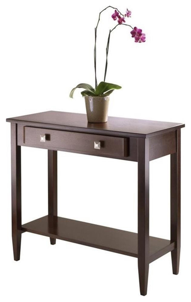 Pemberly Row Transitional Solid Wood Console Hall Table w/ Tapered Leg ...