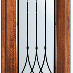 Pre-hung Single Door 96 Wood Mahogany Warwick 3/4 Lite Wrought Iron - Front Doors