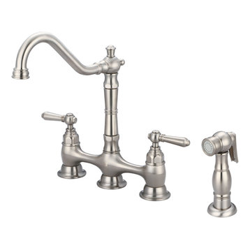 Americana Two Handle Kitchen Bridge Faucet, PVD Brushed Nickel