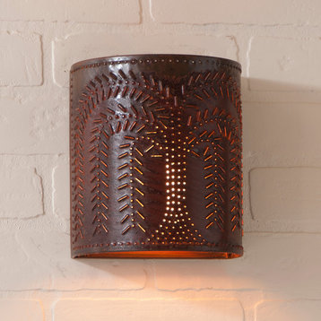 Willow Sconce Light, Rustic Tin
