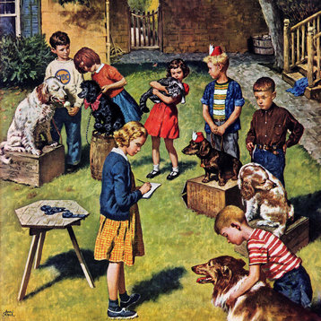 "Backyard Dog Show" Painting Print on Canvas by Amos Sewell