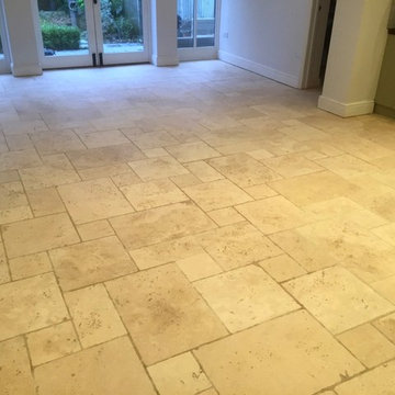 Filthy Limestone Tiled Floor Restored in a Maidenhead Kitchen