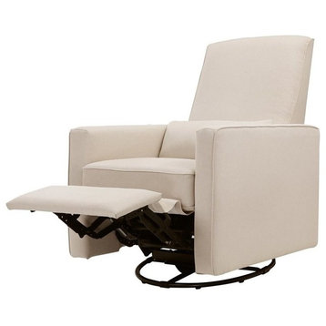 DaVinci Piper Recliner and Swivel Glider in Cream with Piping