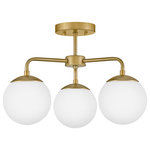 Lark - Lark Juniper 20.5" Three Light Semi Flush Mount Ceiling Light, Lacquered Brass - Round out your space with Juniper's modern simplicity. This 3-light semi-flush mount emphasizes the smooth curves of the etched opal glass globes to deliver the perfect amount of diffused light. Juniper's luxe Lacquered Brass finish adds a dash of character to any space.