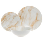 Godinger - Nuvola 12 Piece Dinnerware Set - This rich, smooth marble in peach tones is brimming with eye-catching style; this must-have item adds a touch of fun to your dinners and seasonal soirees. 11" D x 0.5" H Dinner Plate, 7.5" D x 0.5" H Salad Plate, 16 oz 6" D x 3" H Bowl.