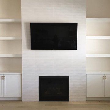 White Shaker Cabinets & Floating Shelves
