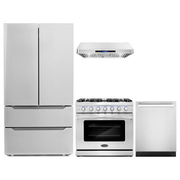 4-Piece Kitchen, 36" Gas Range, Range Hood, Dishwasher and Refrigerator
