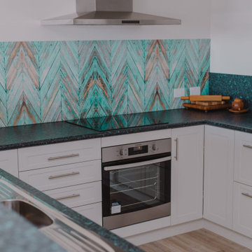 Kitchen Centre | DecoSplash Blue Parquetry