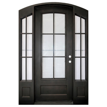 Wrought Iron Front Door, 99.5"x64.5", Matt Black