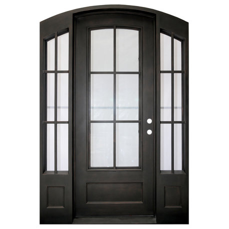 Wrought Iron Front Door, 99.5"x64.5", Matt Black
