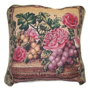 Parisian Fruit 'n' Floral Pillow Cover, Taupe