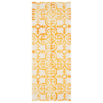 Safavieh Dip Dye Collection DDY711 Rug, Ivory/Gold, 2'3"x12'