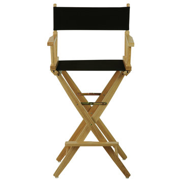 Wide 30" Directors Chair Natural Frame, Black Cover