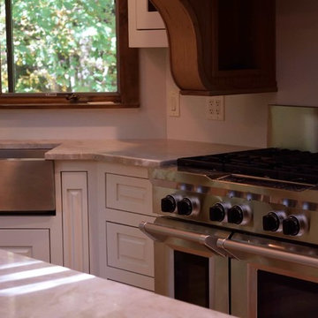 Taj Mahal Leathered Quartzite Kitchen