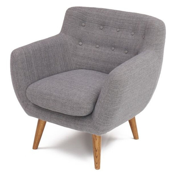 Rhodes Mid-Century Modern Tufted Arm Chair, Steel Gray
