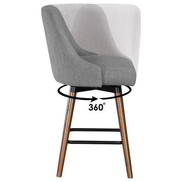 Bagford 26" Swivel Counter Stool With Medium Espresso Legs, Charcoal Fabric