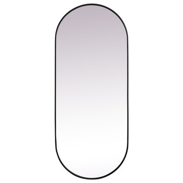 Elegant Decor Metal Frame Oval Mirror 30X72" in Black
