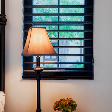 Functional Drapes with 2-Finger Pinch Pleat on a Matte Black Traverse Rod