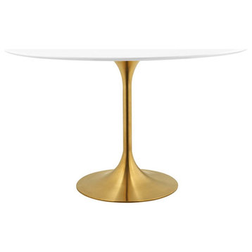 Modway Lippa 48" Oval Wood Dining Table in Gold/White -EEI-3215-GLD-WHI